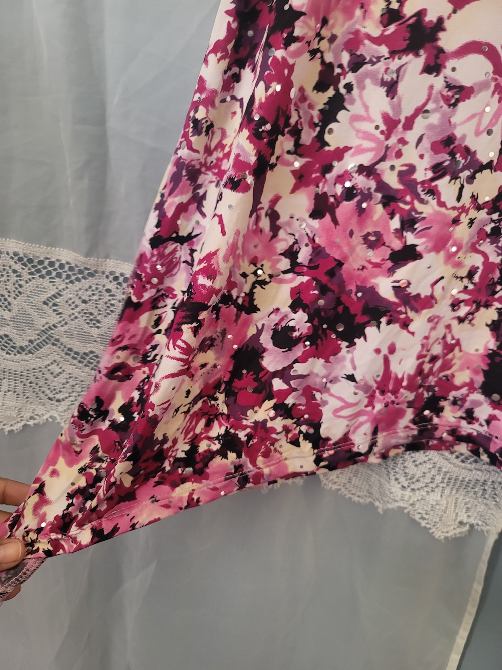 Brittany Black Pink Floral Short-Sleeve V-Neck Blouse - Picture 5 of 8